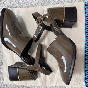 Elegant Olive Patent Leather Women's Heels